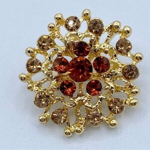 Elegant Gold and Brown Crystal Brooch